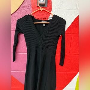 Elegant Black Ribbed Dress